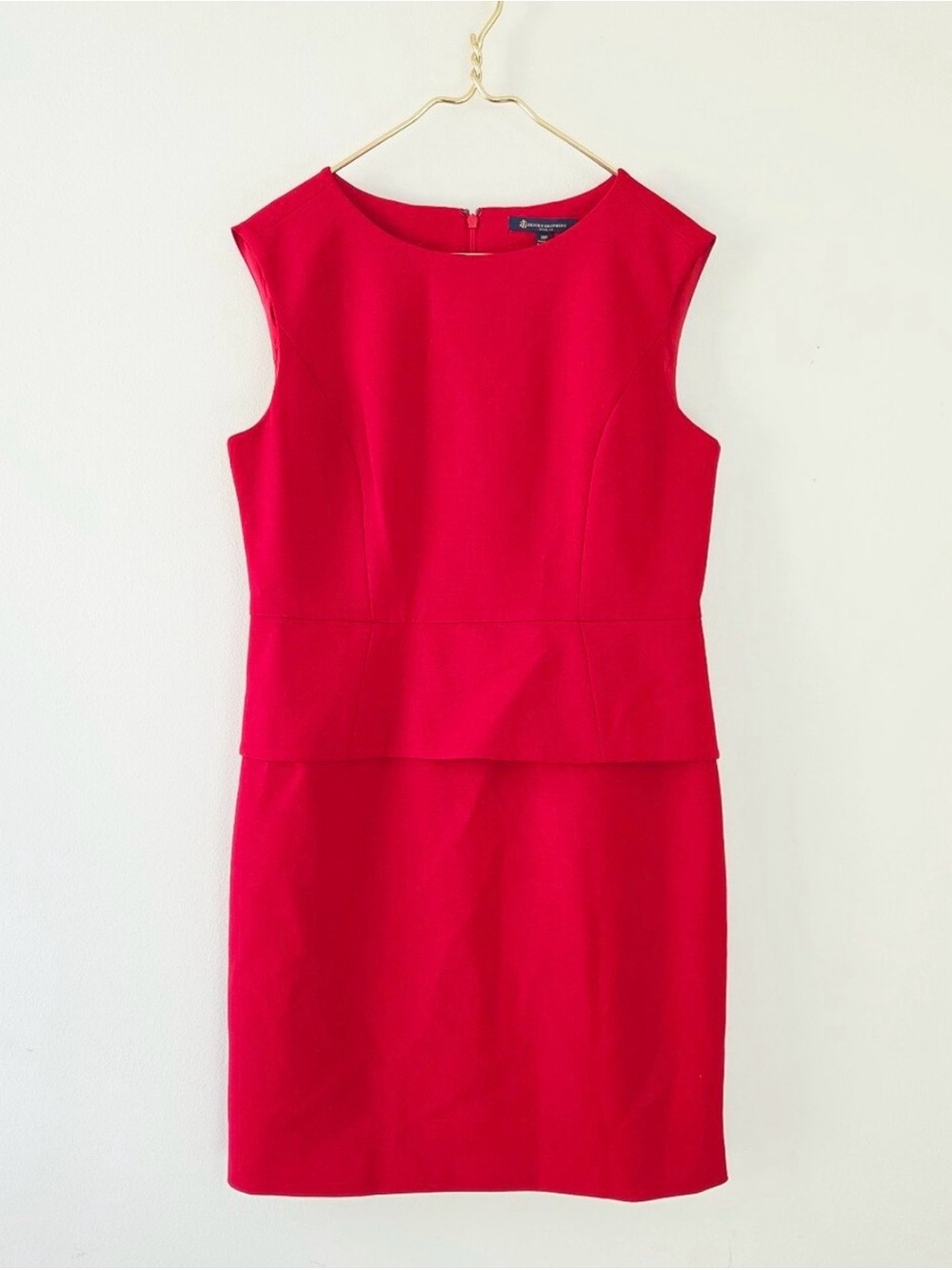Brooks Brothers 12 Petite Red Sleeveless Sheath Peplum Dress